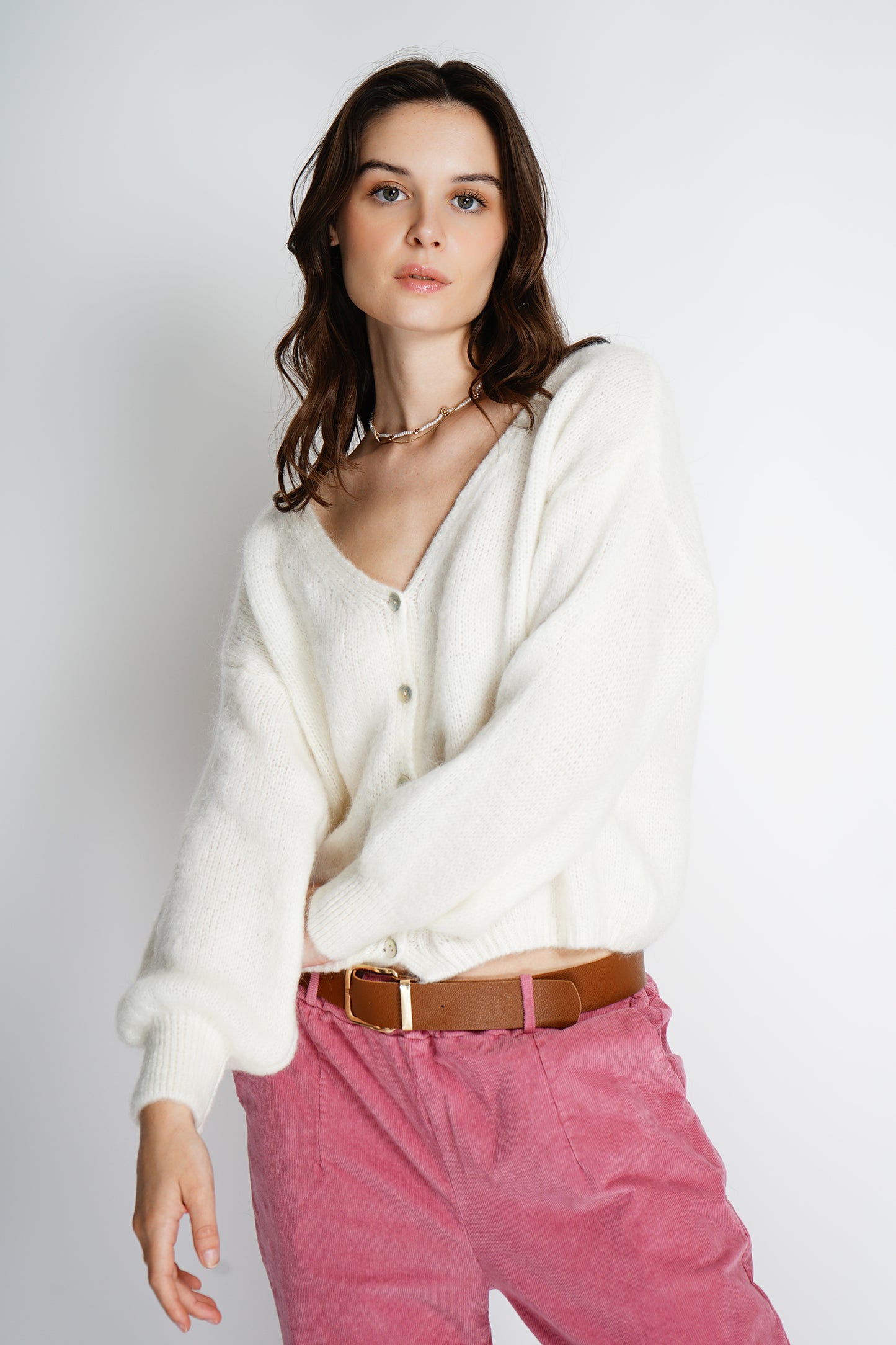 GILET CLARA BLANC - KID MOHAIR